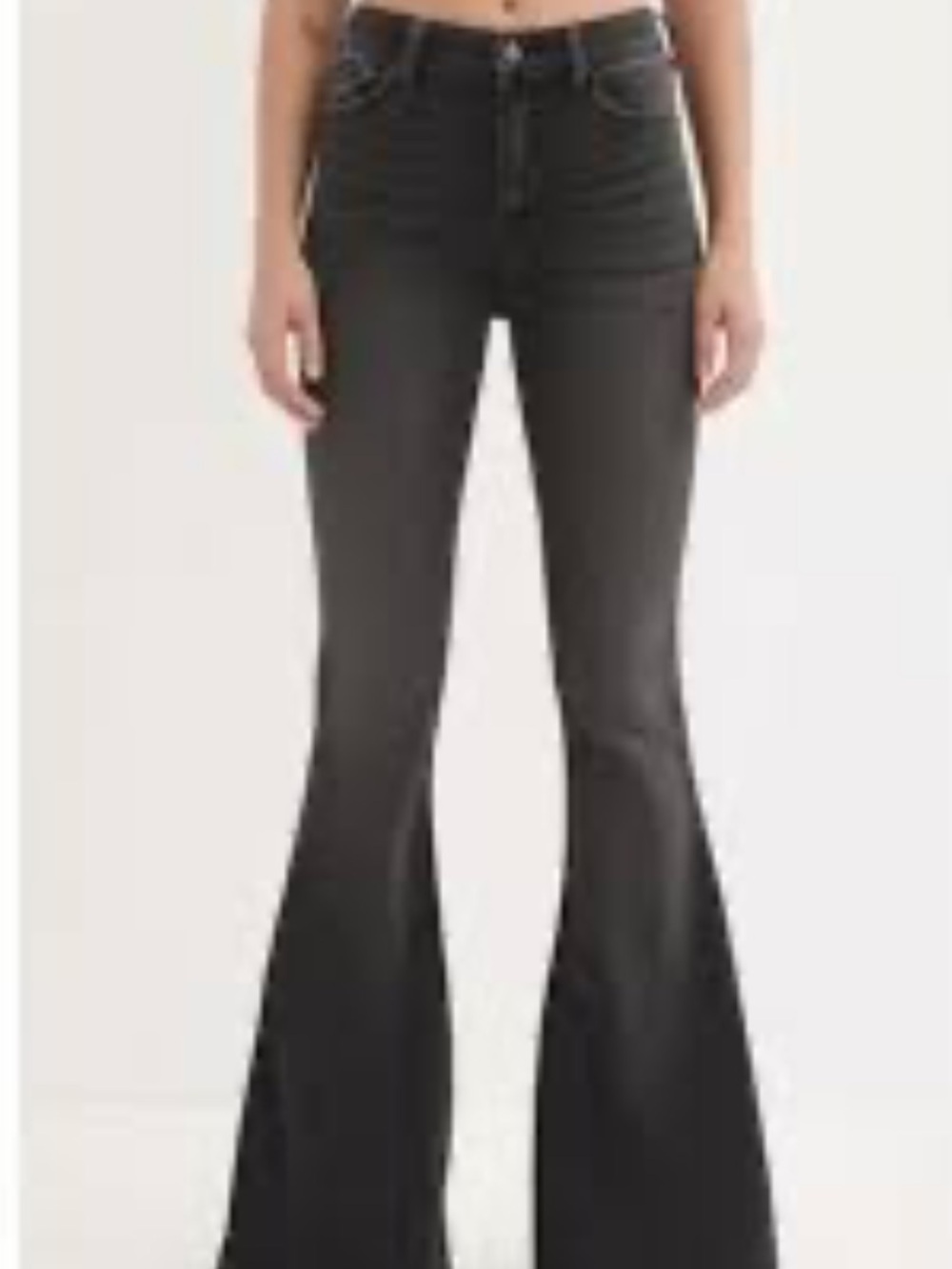 Hollister Jeans Womens 00 Short Gray High Rise Flare Slim Charcoal Stretch Denim